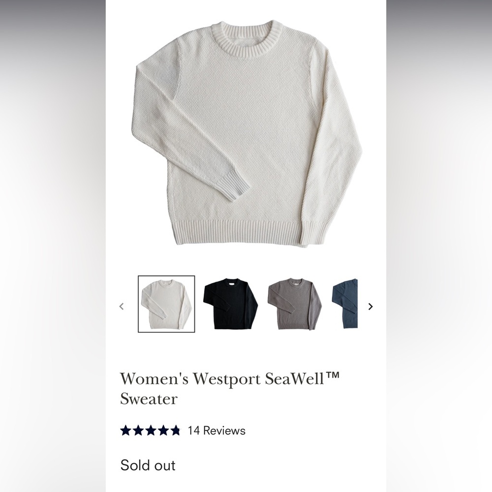 Beautiful cream Long Wharf Westport SeaWell sweater - sold out, size Medium.